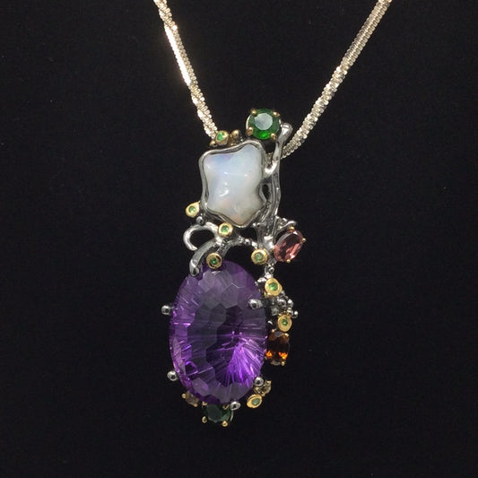 Incredible 31+ CTW Genuine Amethyst & Opal Pendant