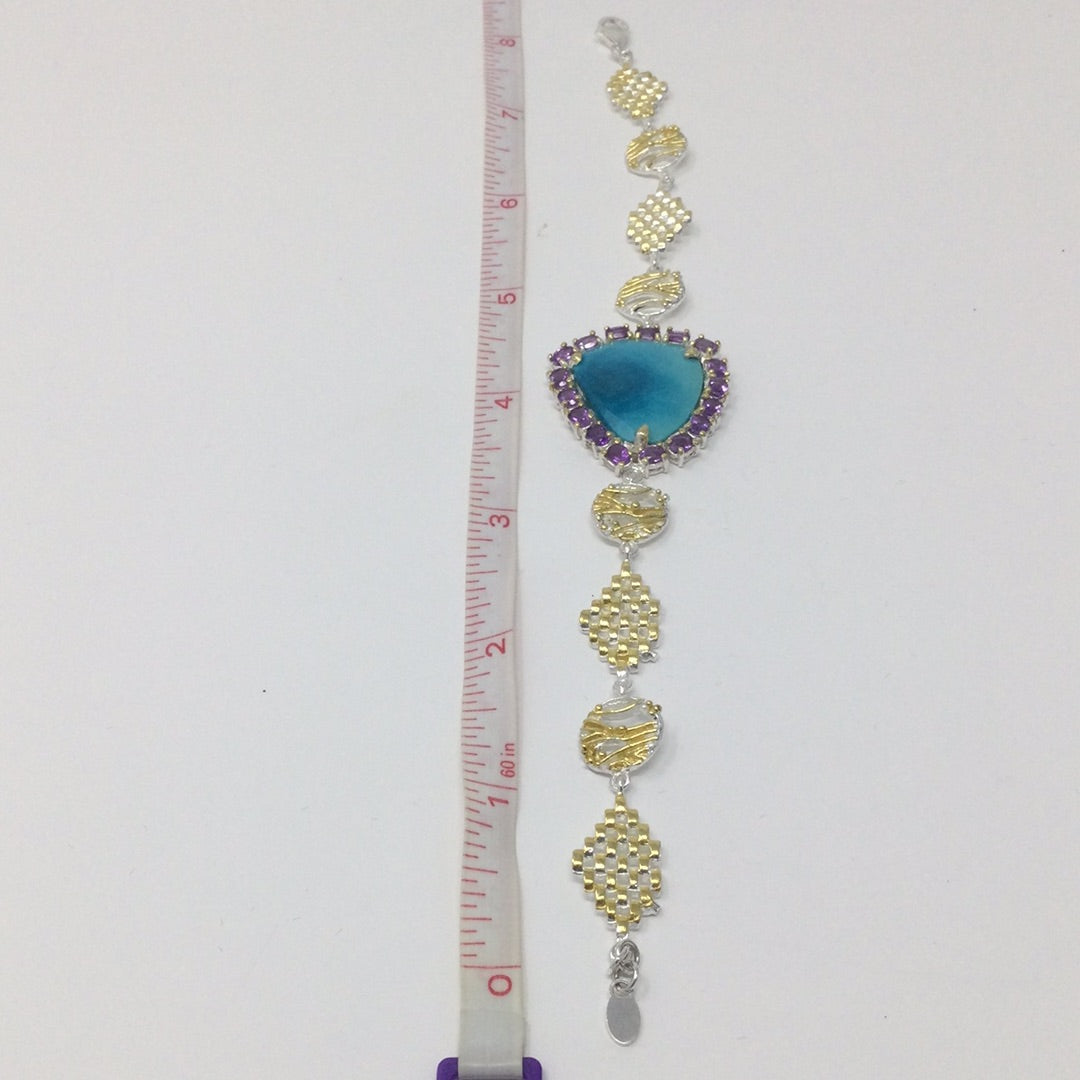 Genuine Turquoise & Amethyst Bracelet