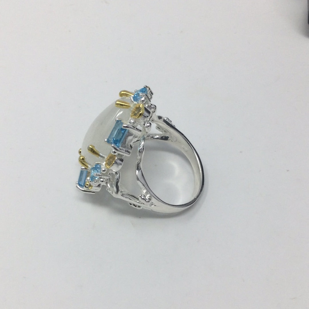 Genuine Moonstone & Topaz Ring