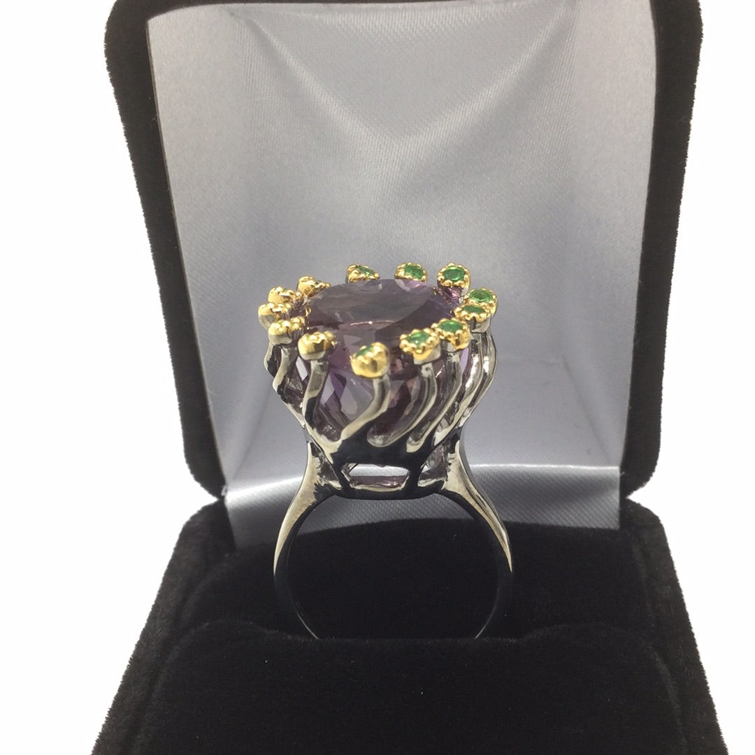 Majestic Genuine Ametrine & Tsavorite Garnet Ring