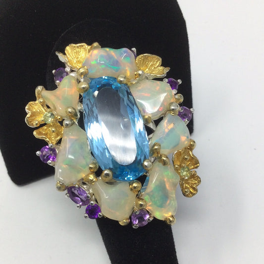 Explosion of Opals & Topaz Ring