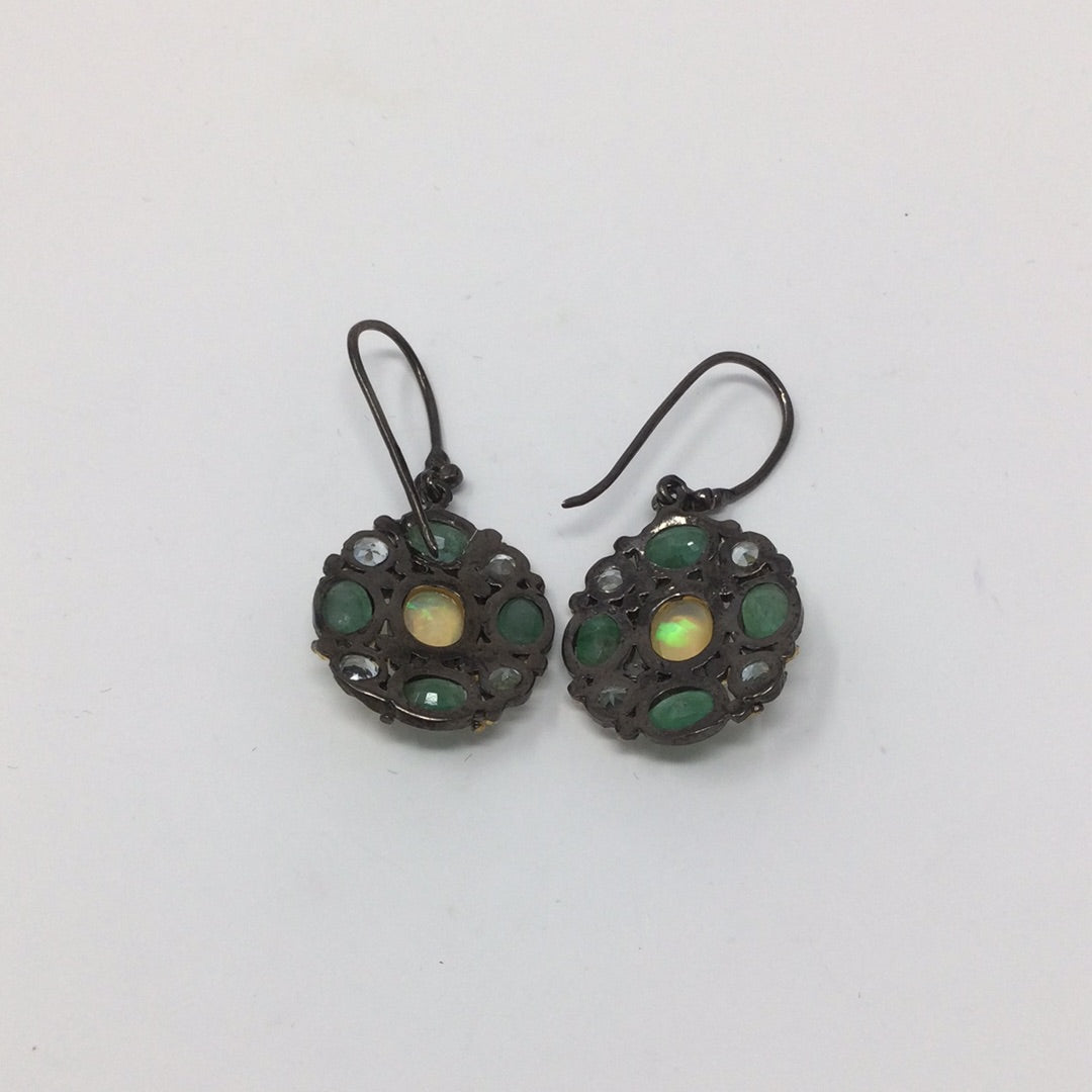 Genuine Emerald & Opal Earrings