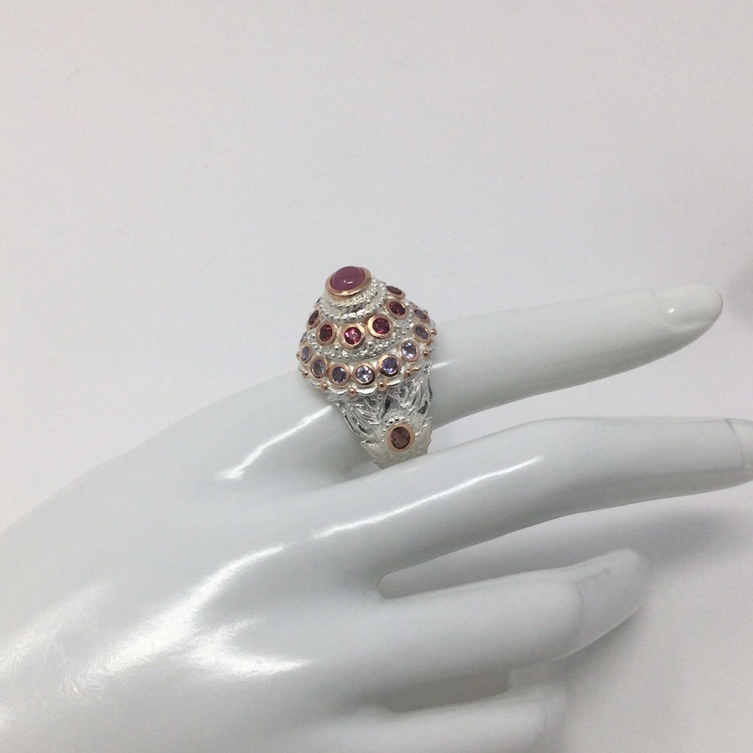 Ravishing Ruby, with Tanzanite Genuine Gemstone Ring