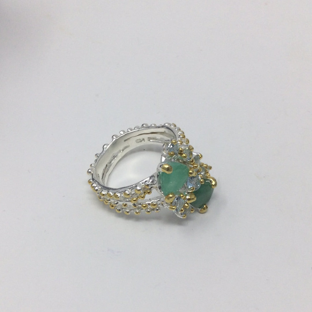 Genuine Emeralds Pear Shaped Ring