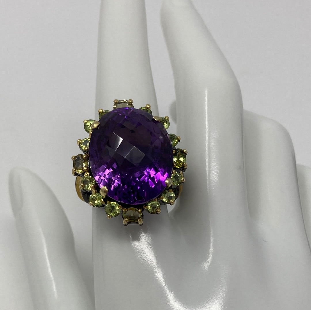 Impressive Genuine 35 CTW Amethyst Ring