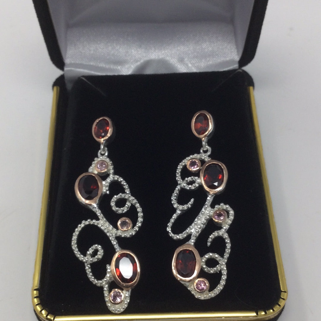 Genuine Garnet & Tourmaline Earrings