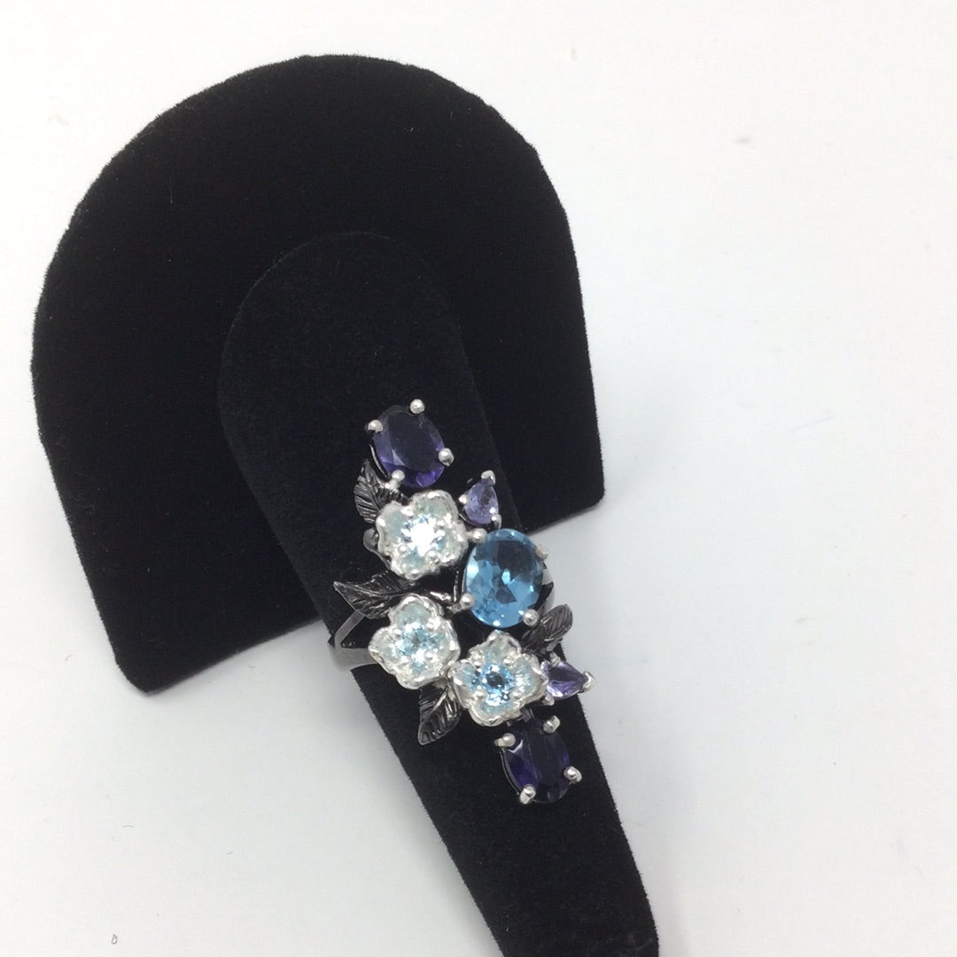 Genuine Blue Topaz & Iolite Ring