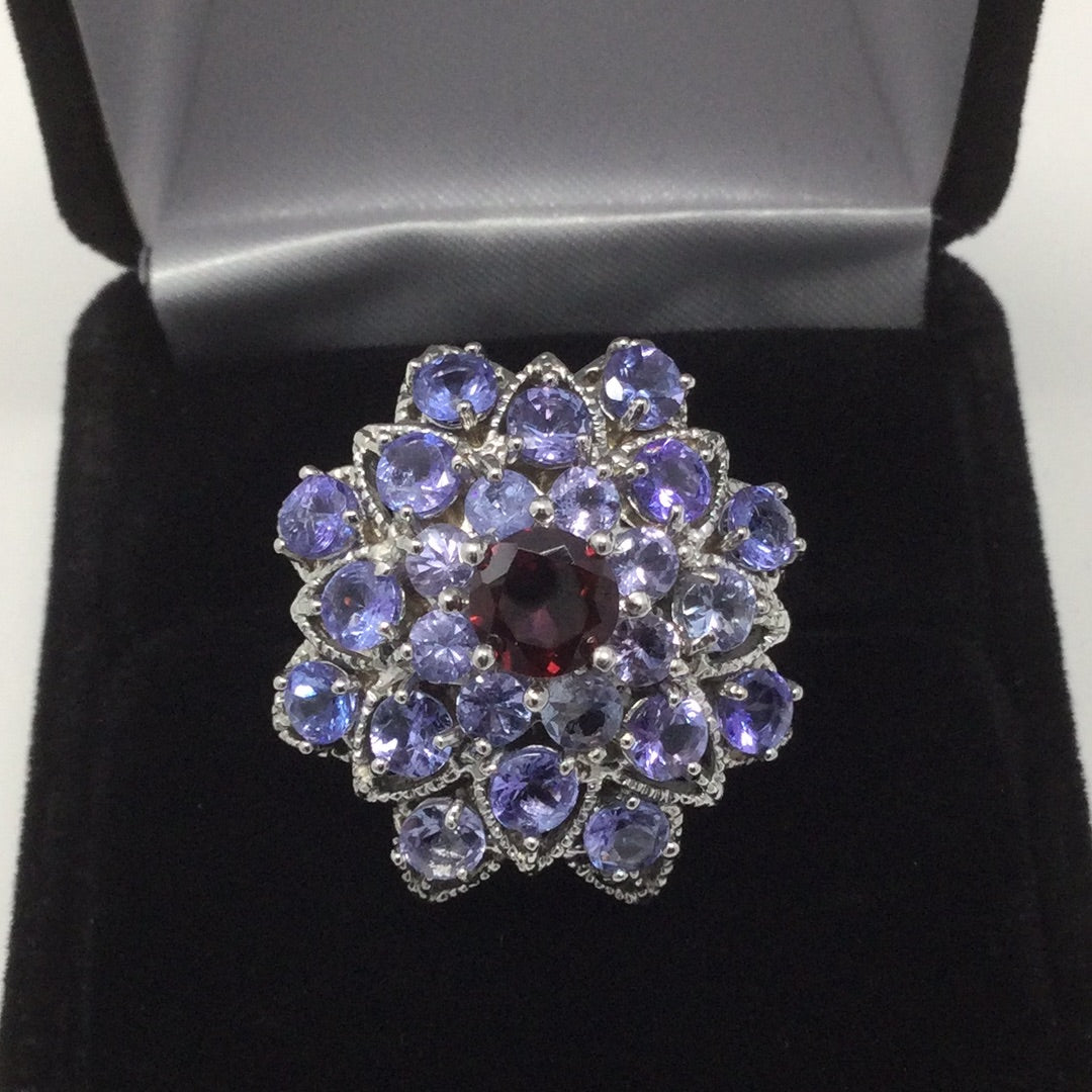 Genuine Tanzanite & Garnet Ring