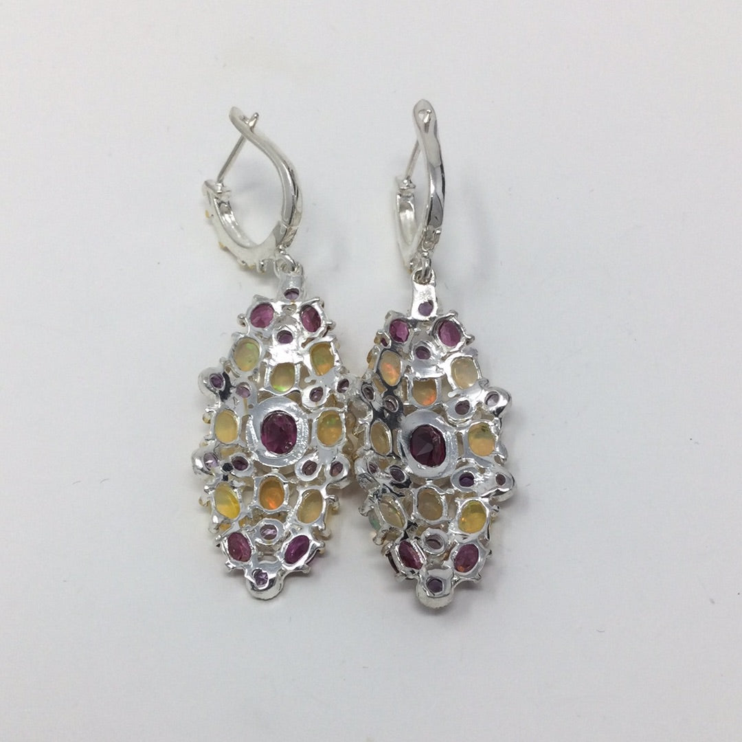 Bejeweled Garnet & Opal Earrings