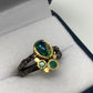 Genuine Black Opal & Emerald Ring