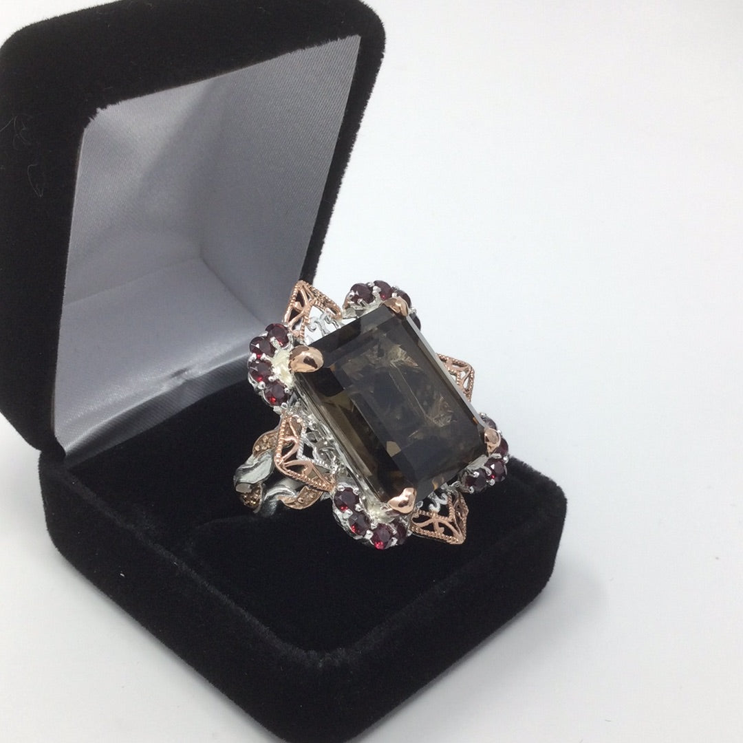 Large Genuine Smoky Quartz Ring