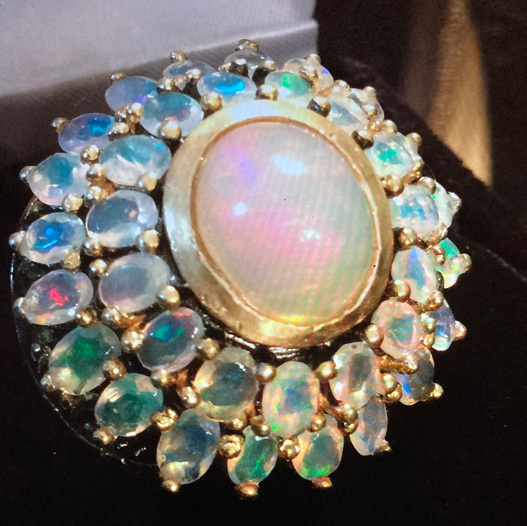 Genuine  Explosion of Opals Ring