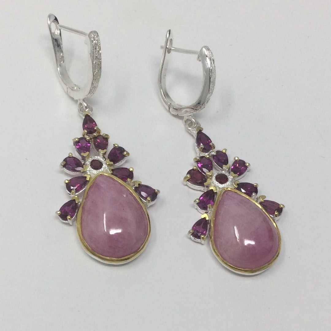 Genuine Pink Ruby & Garnet Earrings