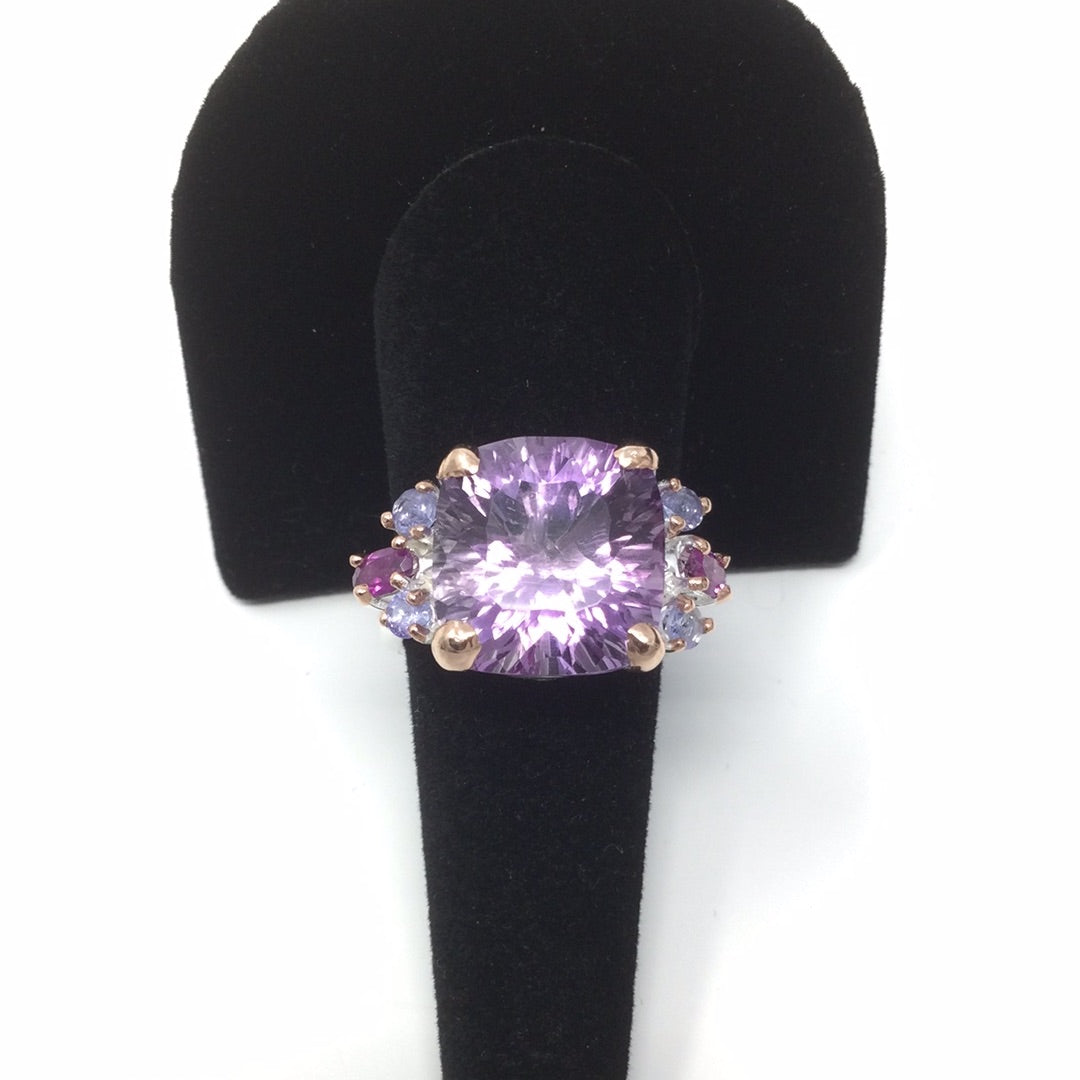 Luscious Genuine AAA+ Amethyst & Tanzanite Ring