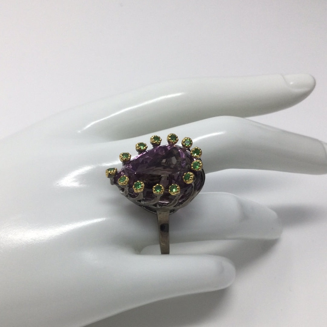 Majestic Genuine Ametrine & Tsavorite Garnet Ring