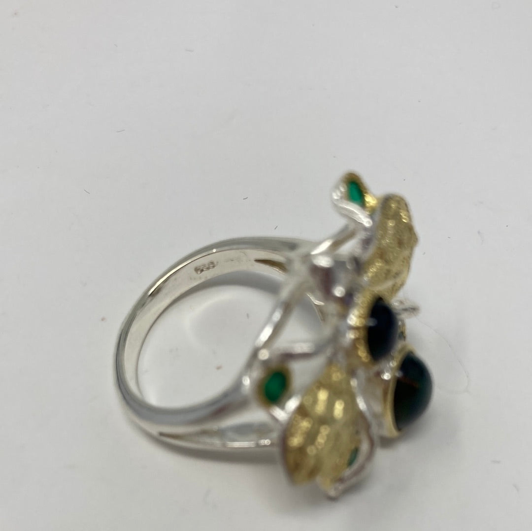 Genuine Black Opal Bee Ring.