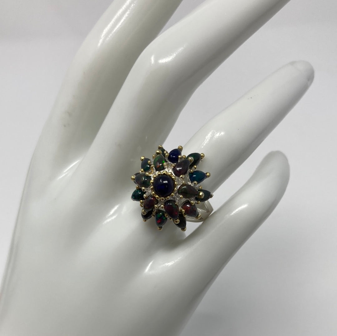 Incandescent Genuine Fiery Black Opal Ring