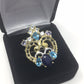 Genuine Sapphire, Tanzanite & Topaz Ring
