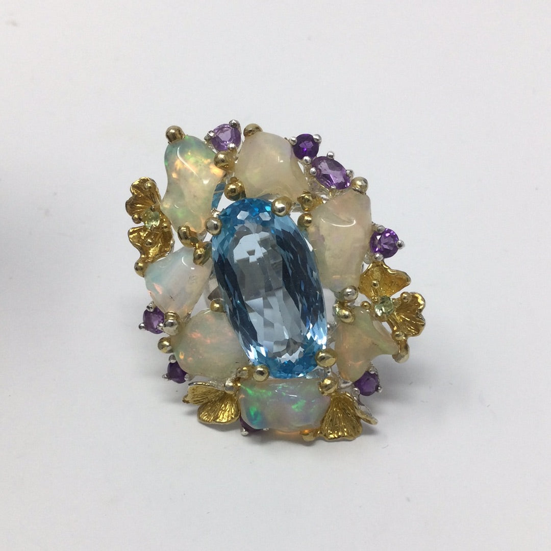 Explosion of Opals & Topaz Ring