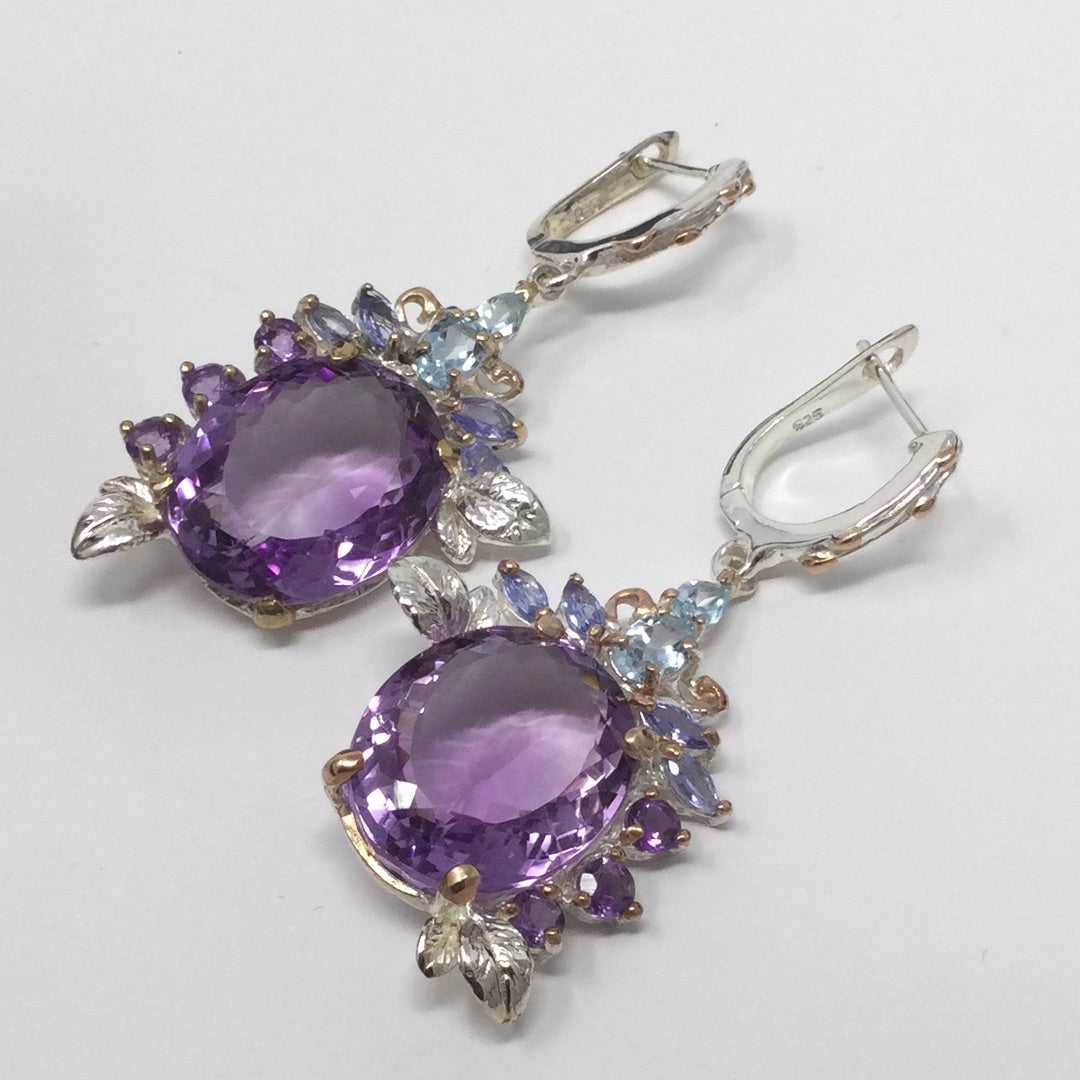 HOLD FOR VICTORIA Genuine Amethyst & Iolite Earrings