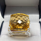 Huge Genuine Citrine Checkerboard Faceted Ring