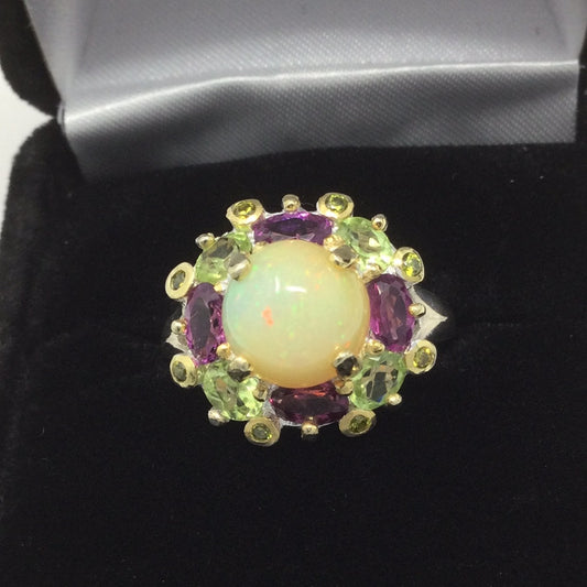 Flashing Spectral  Genuine Opal Ring