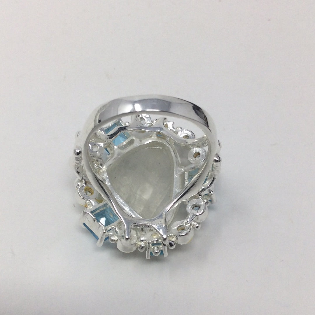 Genuine Moonstone & Topaz Ring