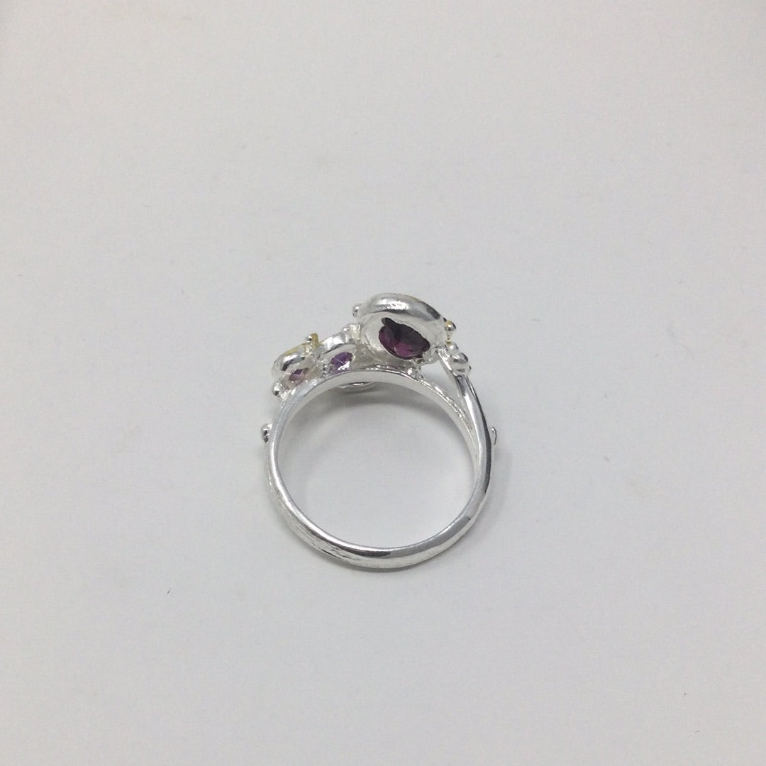 Genuine Garnets and Amethysts Ring