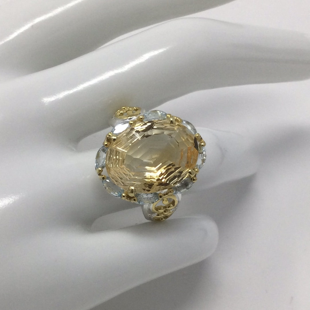 Exceptional Fancy Cut Genuine Citrine Ring