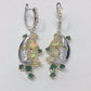 Man In The Moon, Genuine Opals & Emerald Earrings
