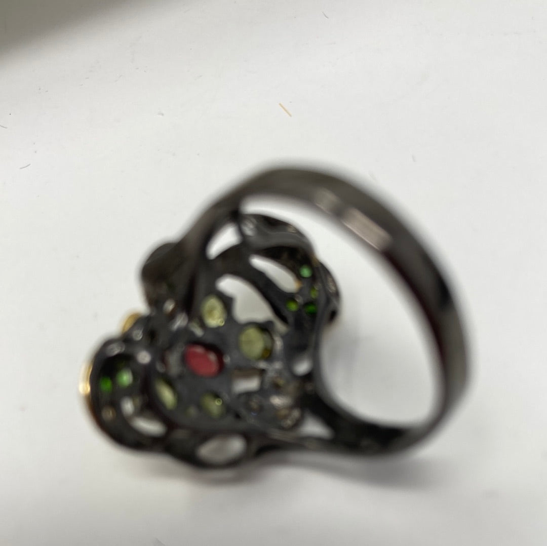 Genuine Garnet and Peridot Ring