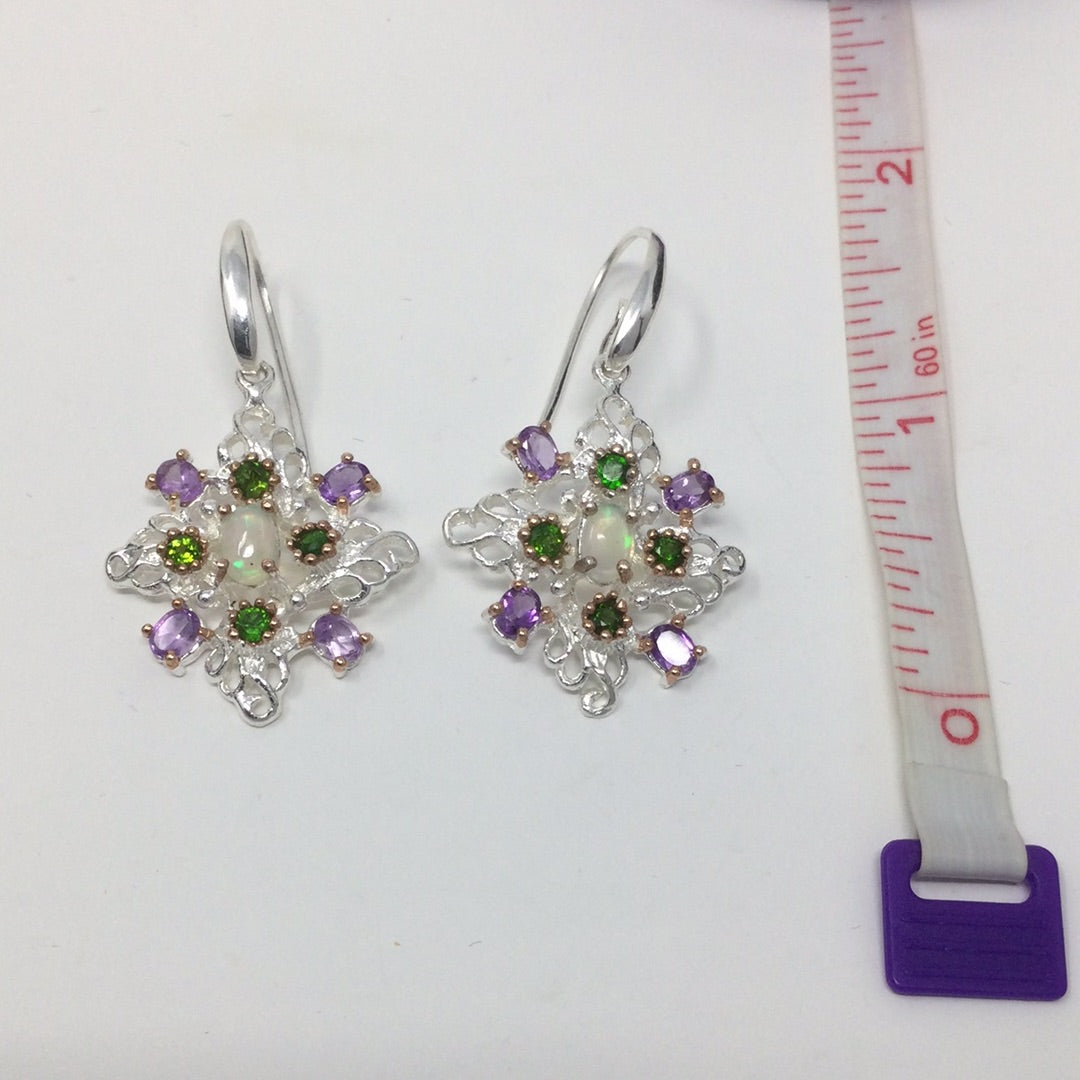 Genuine Gemstone Encrusted Earrings