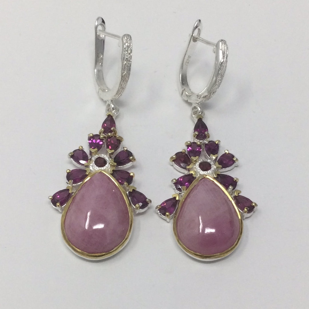 Genuine Pink Ruby & Garnet Earrings