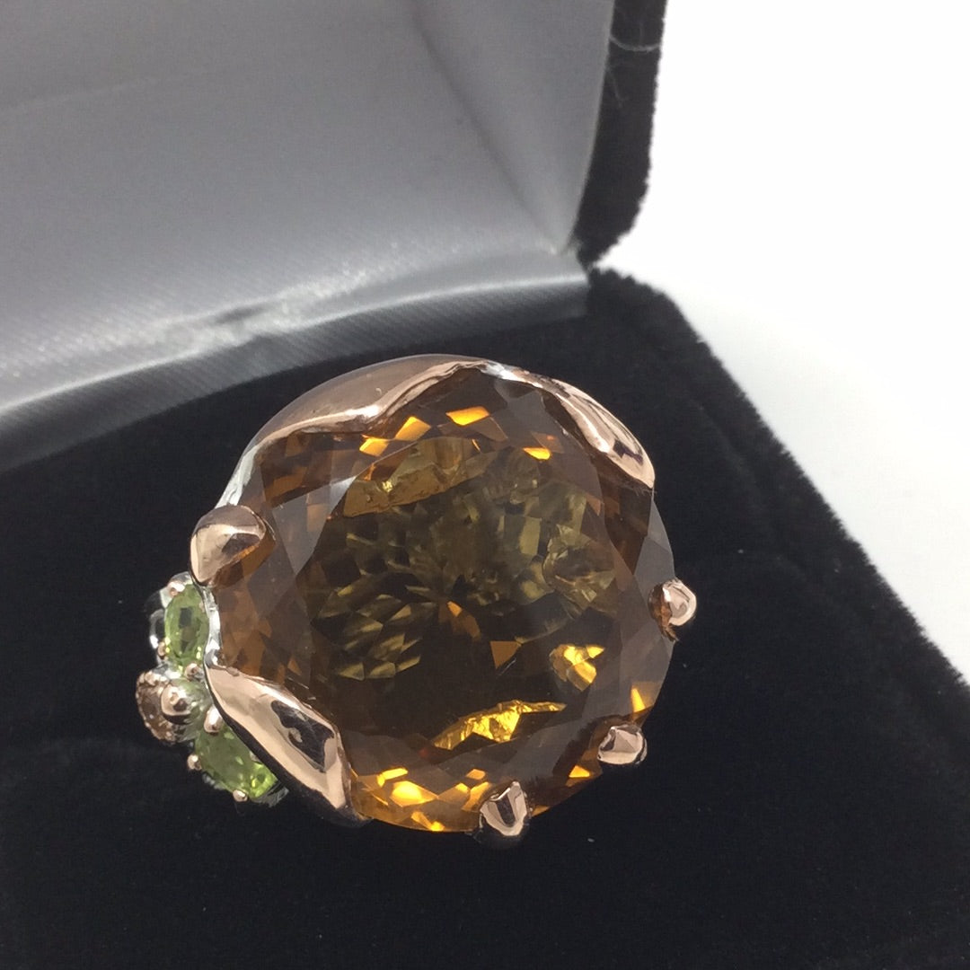 Round 27 CTW Cognac Quartz Ring