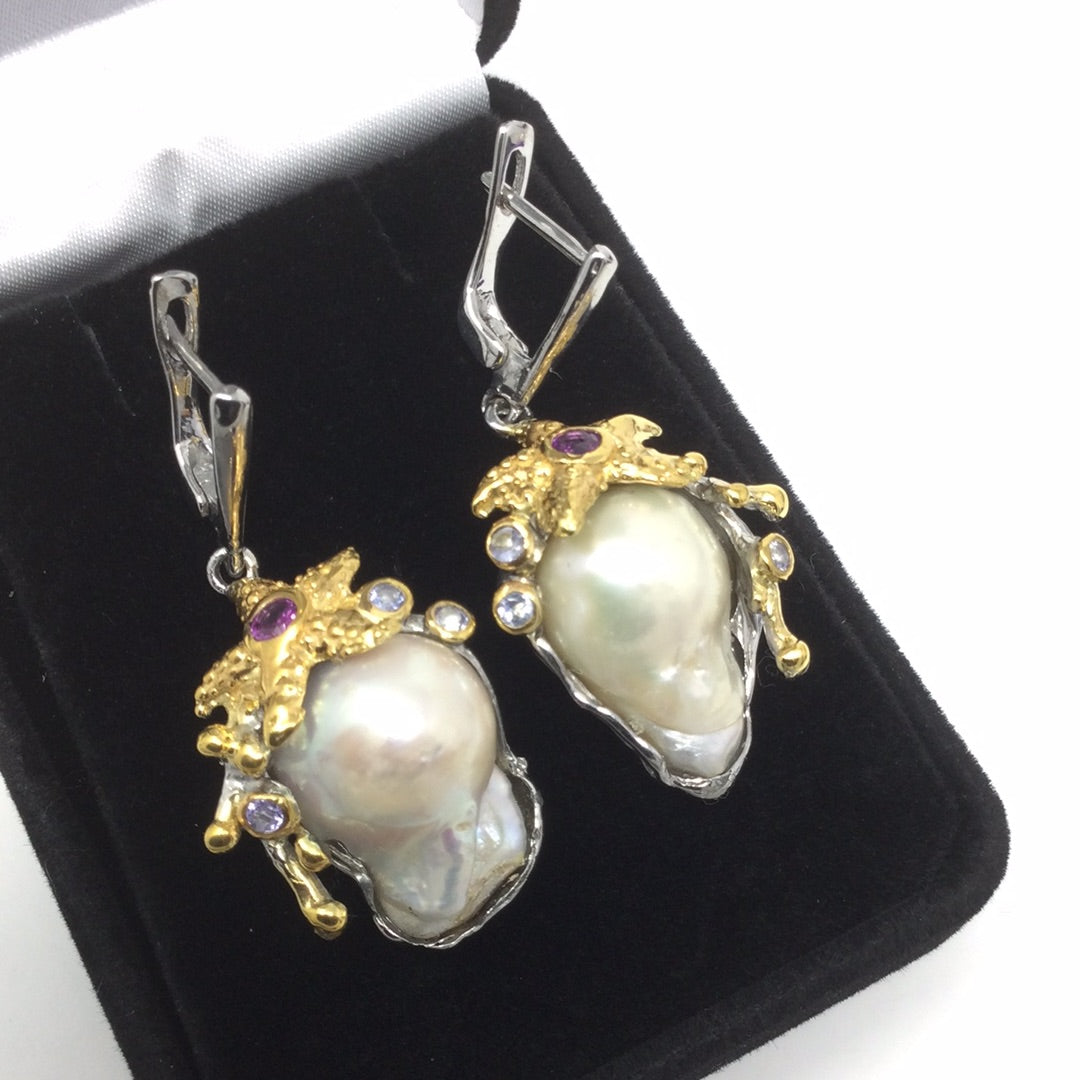 Genuine Baroque Pearl Earrings