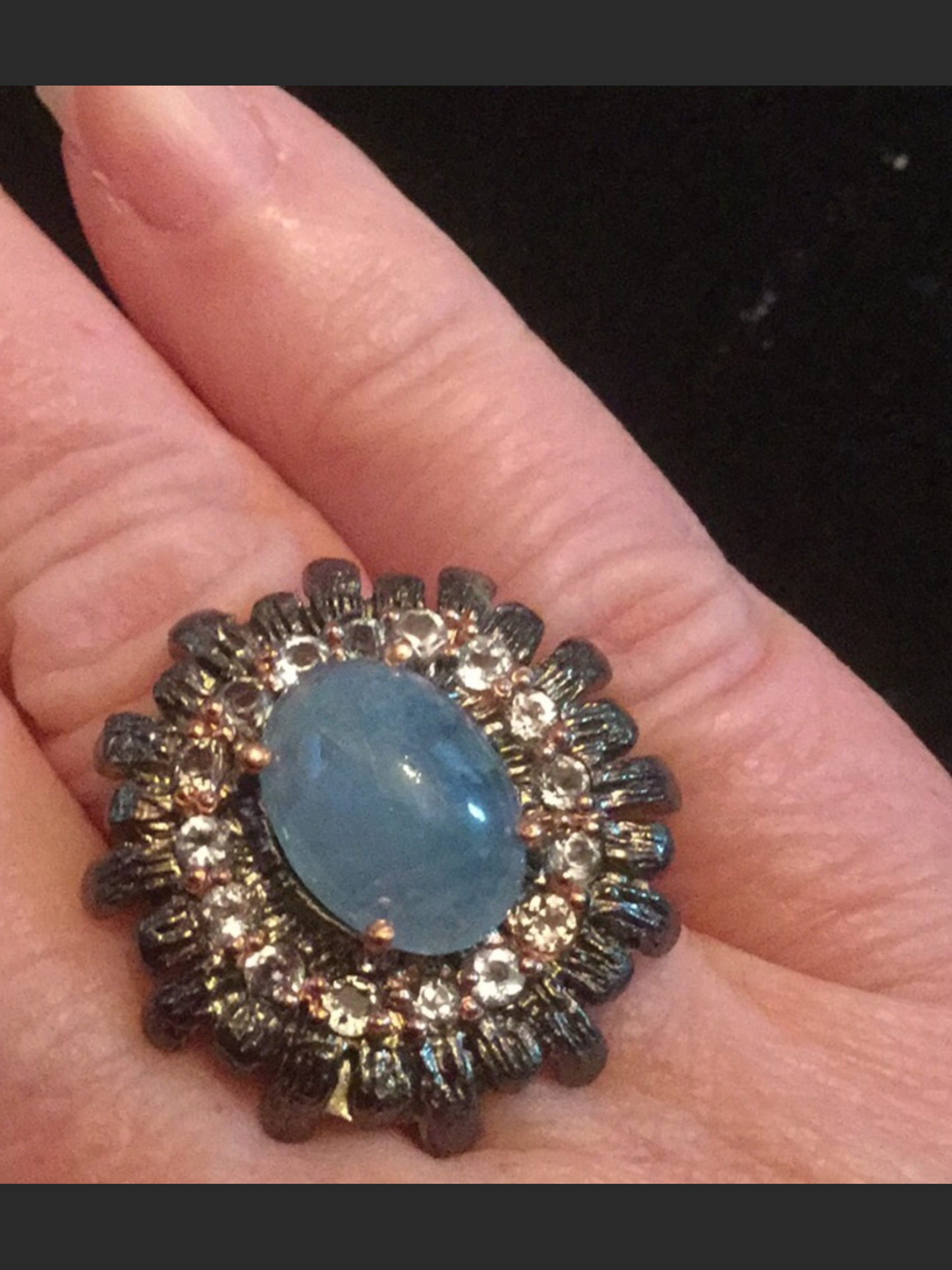 Rare, Large 8 CTW Genuine Aquamarine Ring