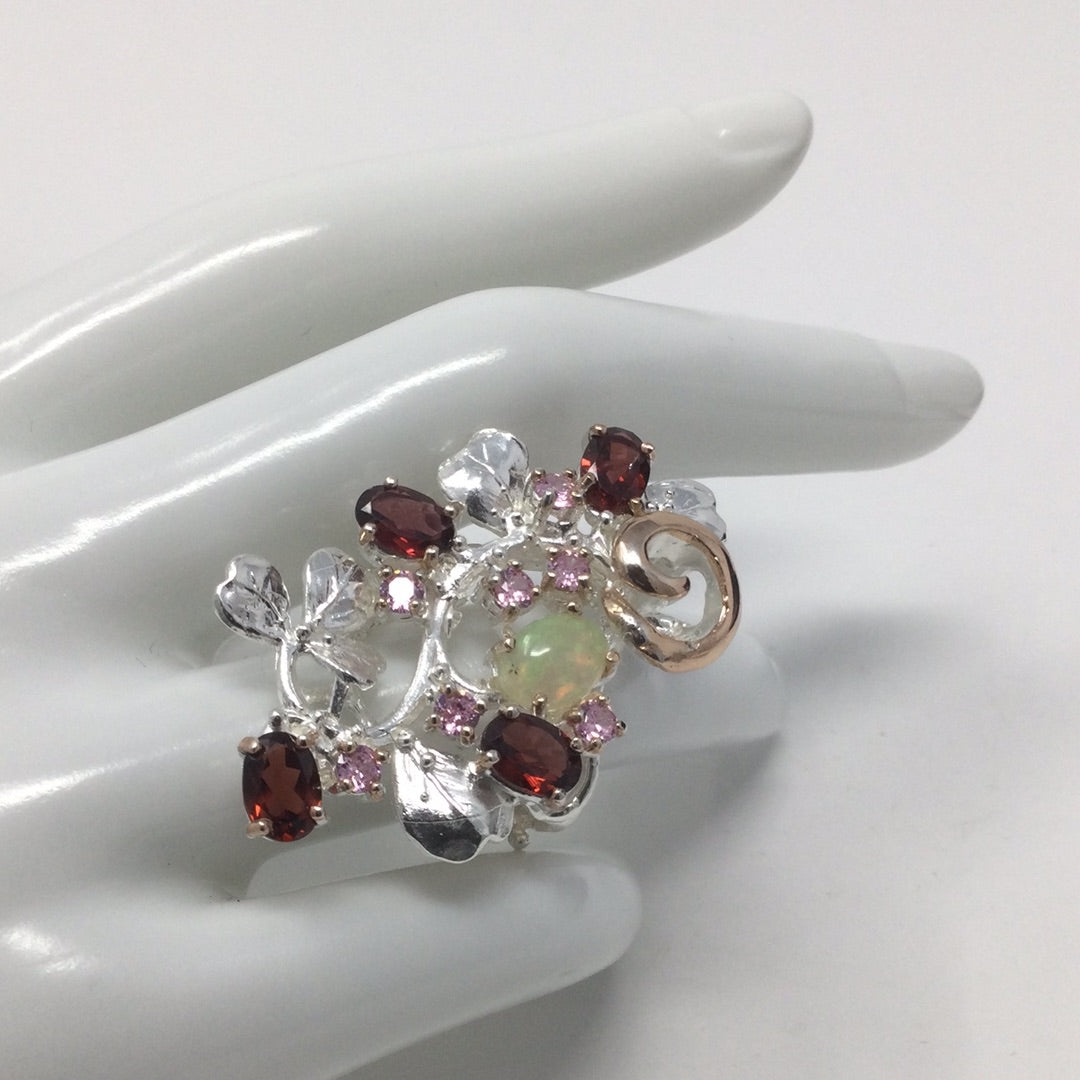 Opulent Opal & Garnet Ring