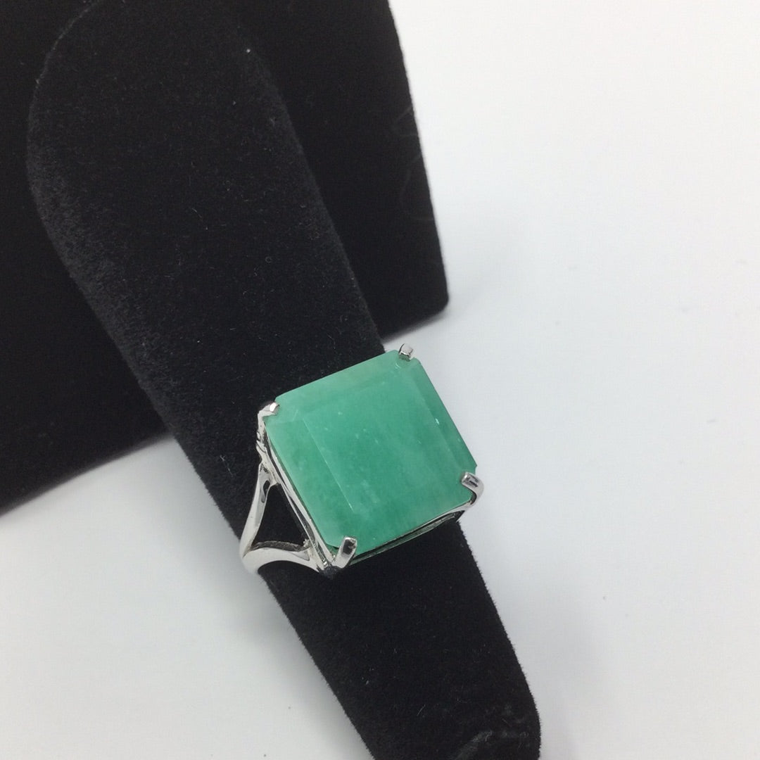 Genuine Square Cut Emerald Ring