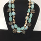 Genuine Amazonite, Chalcedony & Pearls Necklace Artist Original