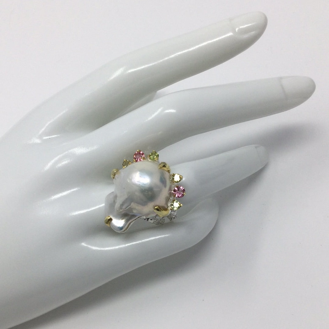 Lustrous Genuine Baroque Pearl Ring