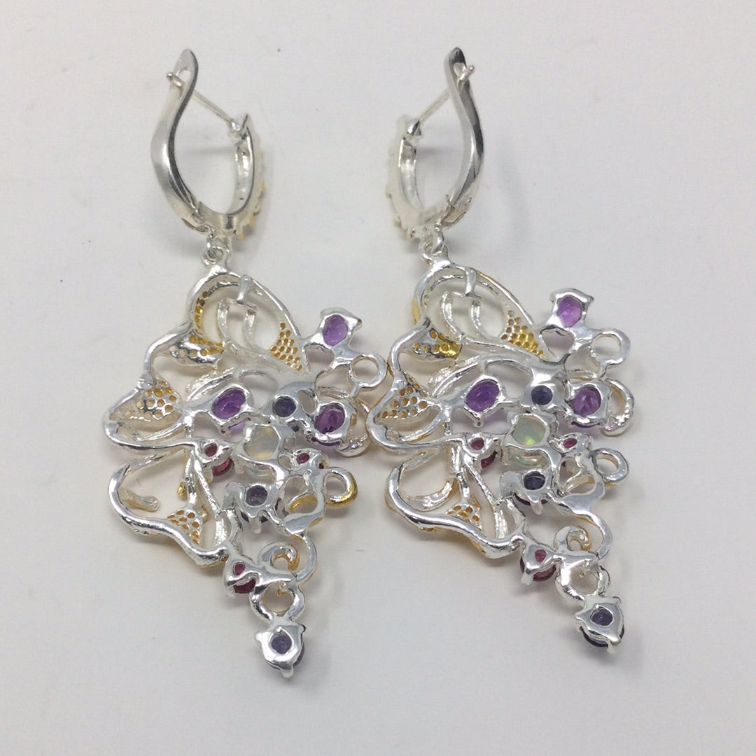 Genuine Opal, Amethyst & Earrings