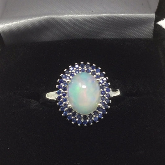 Genuine Opal & Sapphire Ring