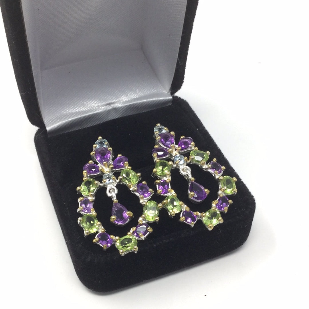 Genuine Amethyst & Peridot Earrings