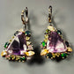 Genuine Amethyst & Black Opal Earrings
