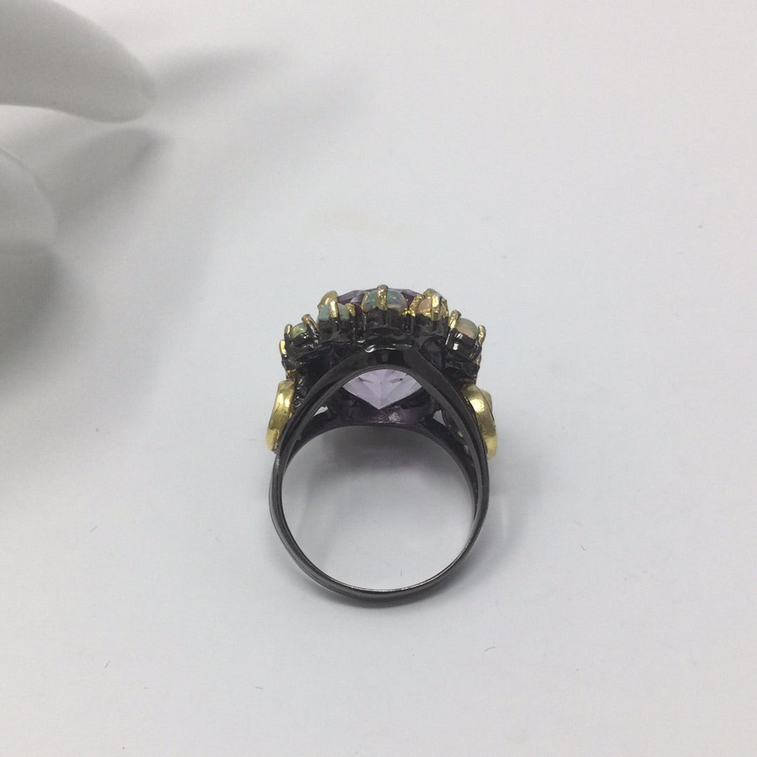 Genuine Amethyst & Opal Ring