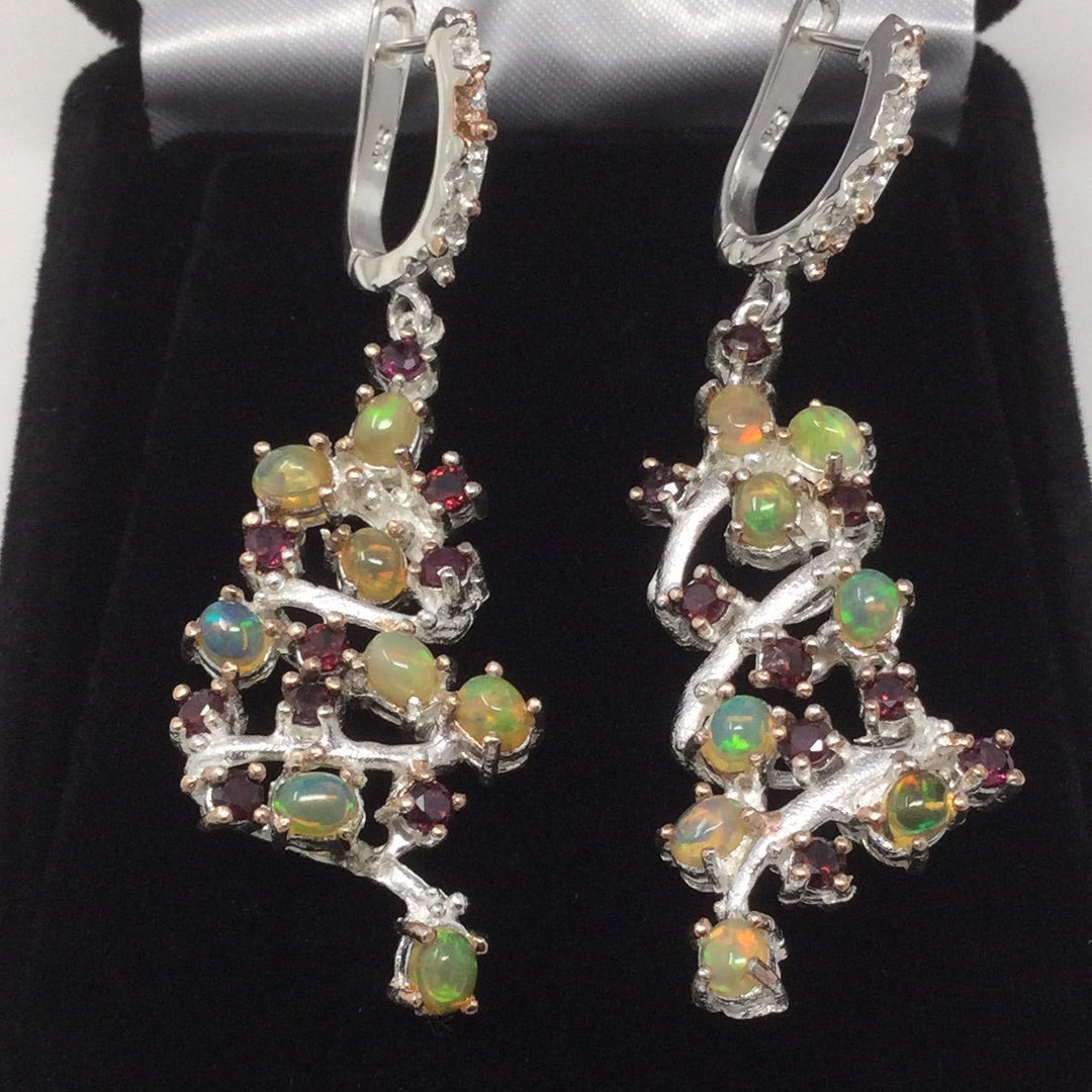 Mesmerizing Opal & Garnet Earrings