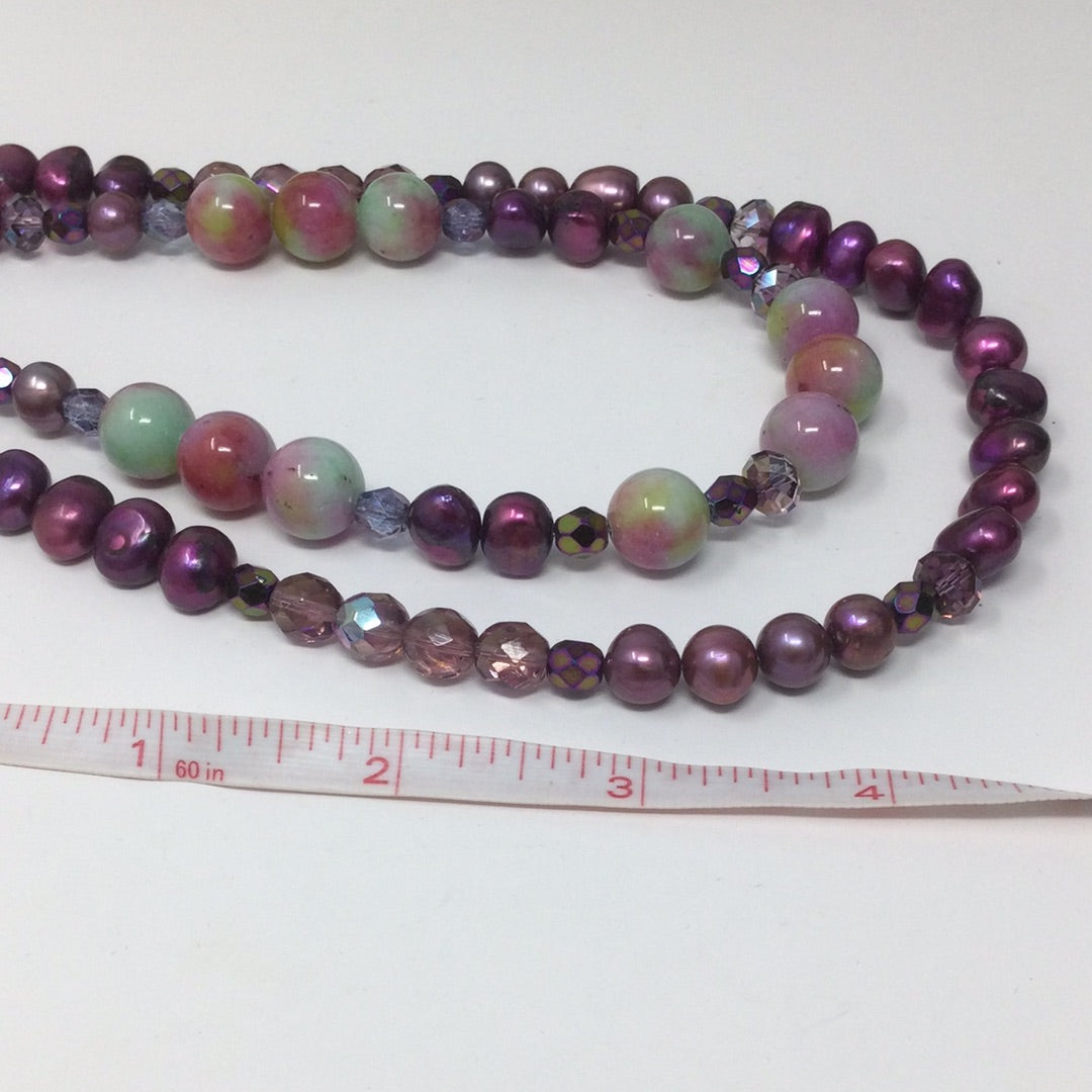 Magenta Madness Genuine Pearls & Agate Necklace Artist Original