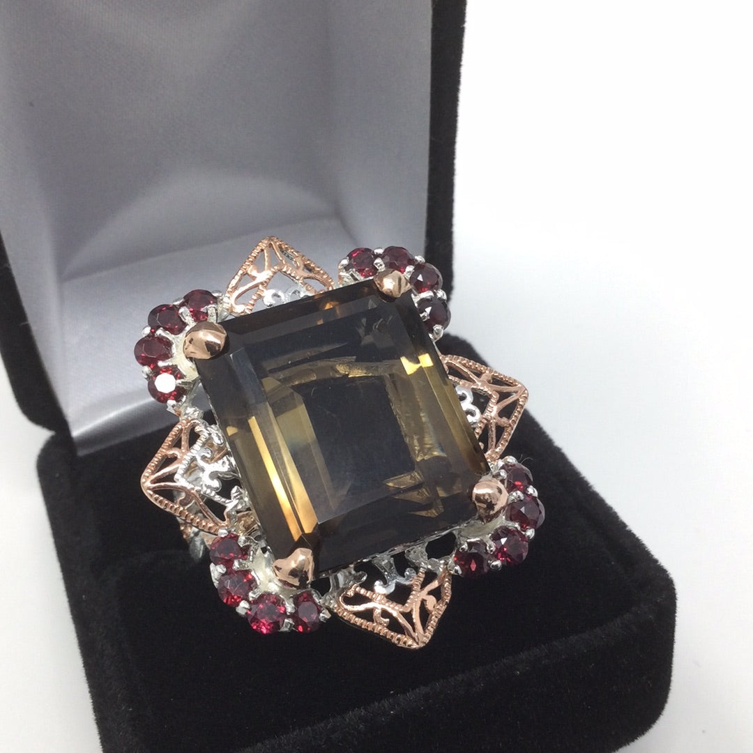 Large Genuine Smoky Quartz Ring