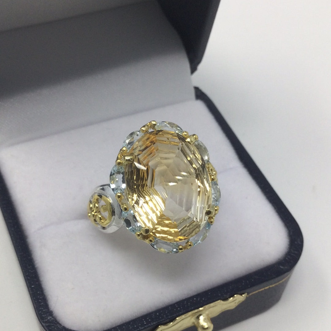 Exceptional Fancy Cut Genuine Citrine Ring