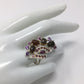 Mysterious Genuine Black Opals & Garnet Ring